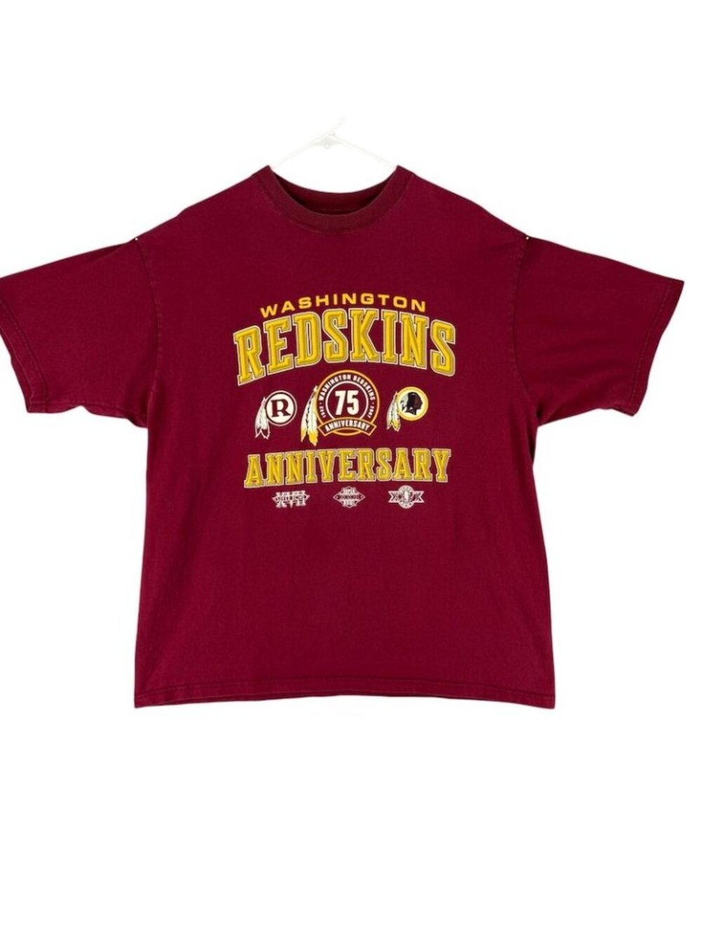 Vintage Washington Redskins T-Shirt XL 75th Anniversary Reebok NFL Football Red - Picture 2 of 6